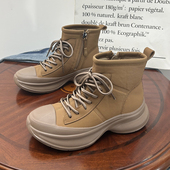 靴子女短靴英伦风百搭马丁靴加绒高帮鞋 原创设计女鞋 2025秋冬新款