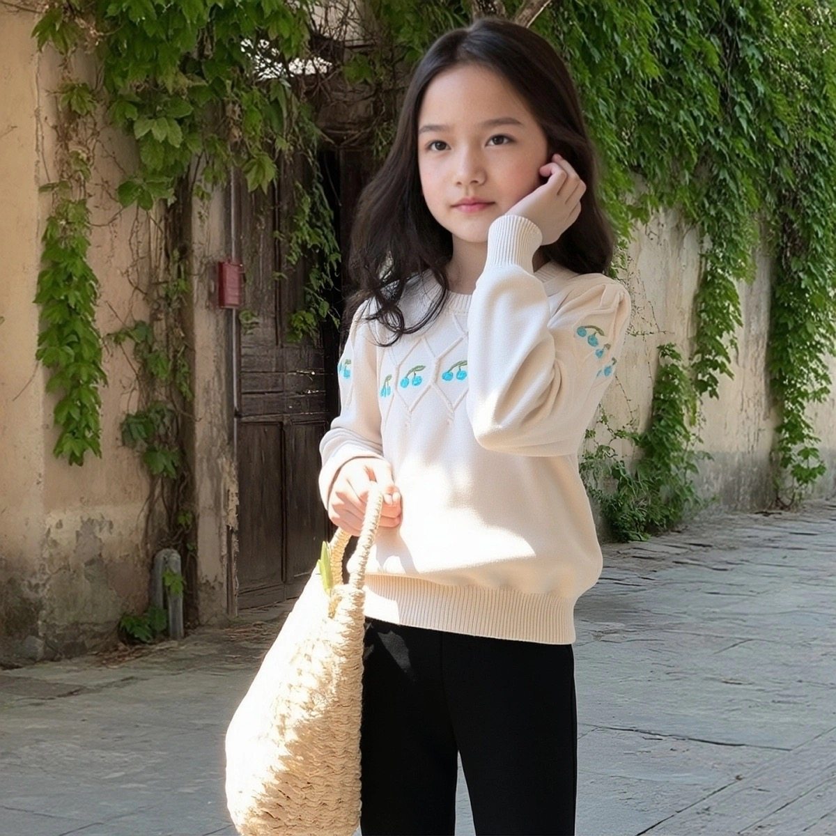 B/P 女童法国小樱桃杏色套头毛衣莫代尔棉弹力加厚保暖冬季打底衫,童装/婴儿装/亲子装,毛衣/针织衫,淘宝优惠券,粉丝福利购,淘宝优惠卷