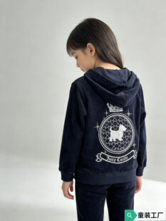 时尚 天鹅绒女宝洋气休闲户外儿童两件套春秋款 新款 女童运动套装