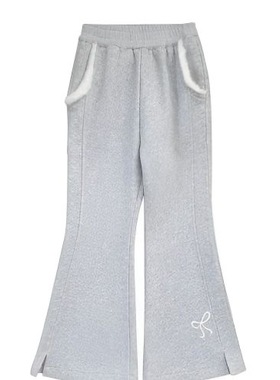 女童裤子冬季新款儿童洋气喇叭裤冬装灰色微喇裤冬季大童长裤