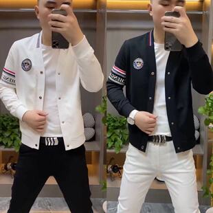 5813春季男士新款潮流棒球领夹克时尚百搭舒适外套男款帅气上衣