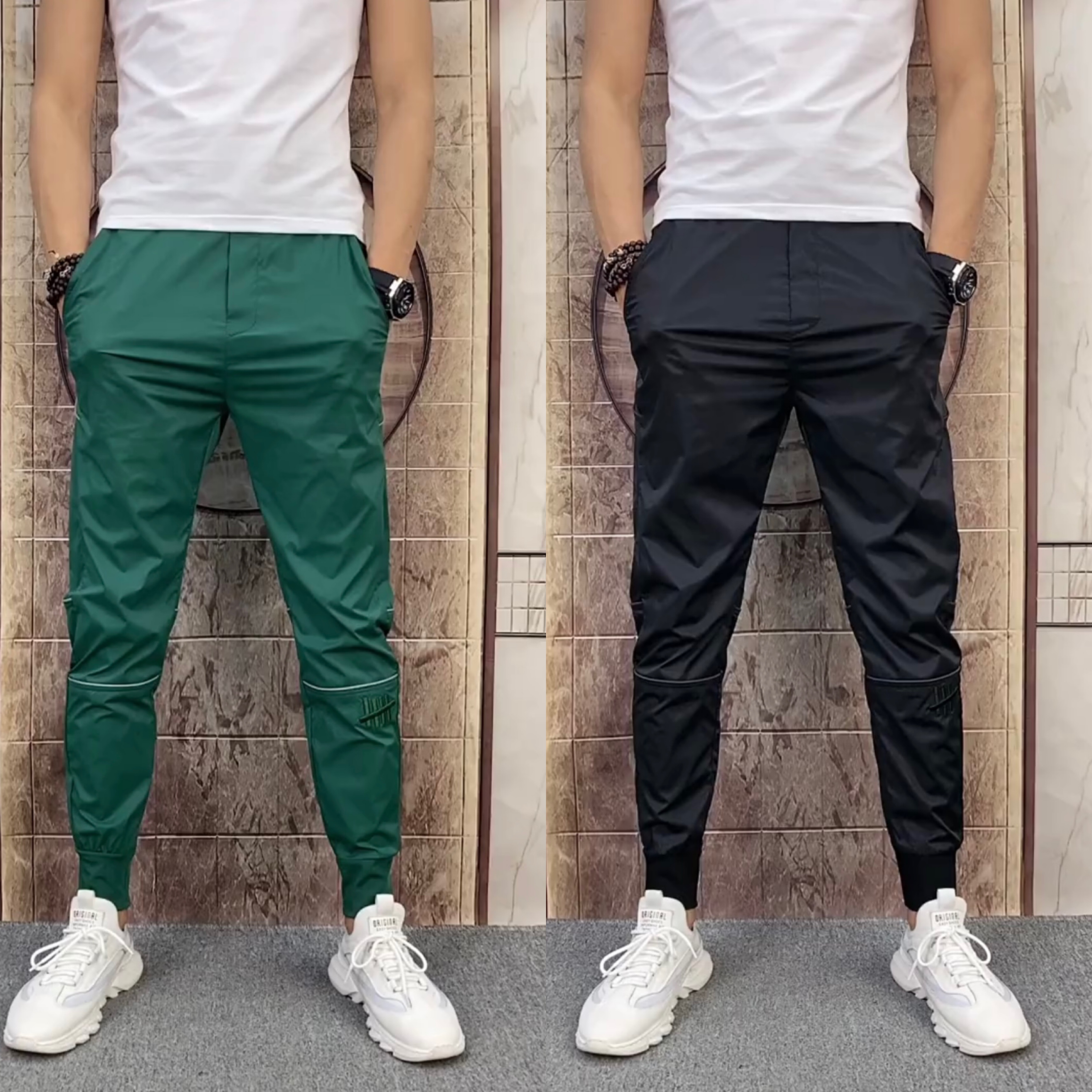 2101夏季男士轻薄舒适弹弹力清凉裤修身小脚凉快透气冰丝休闲裤帅