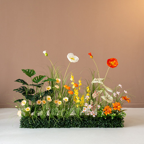 假花仿真花摆设莫奈花园造景橱窗装饰场景布置小绿植摆件拍照道具