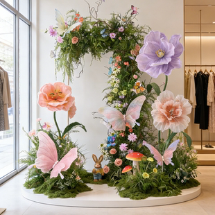 花墙装饰花藤仿真藤蔓花店铺门头打卡服装店橱窗造景春天场景布置