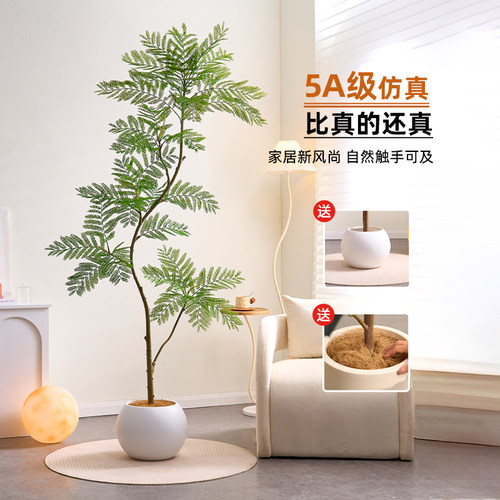 仿真绿植蓝花楹室内盆栽大型仿生植物假树轻奢客厅装饰品落地摆件