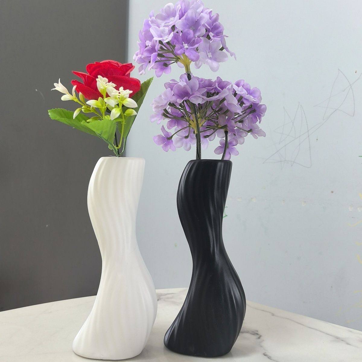 现代简约波浪花器艺术花瓶家居装饰品北欧创意干花客厅仿陶瓷摆件,鲜花速递/花卉仿真/绿植园艺,花瓶,淘宝优惠券,粉丝福利购,淘宝优惠卷