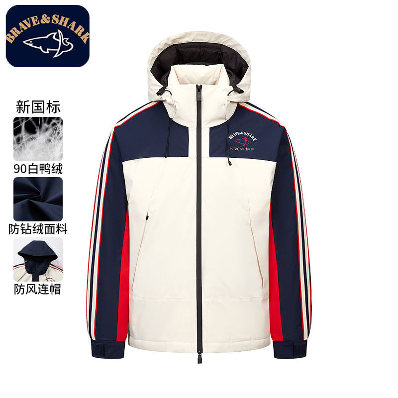 勇士鲨鱼男士高端轻奢飞行员夹克羽绒服2025新款派克工装高级感男