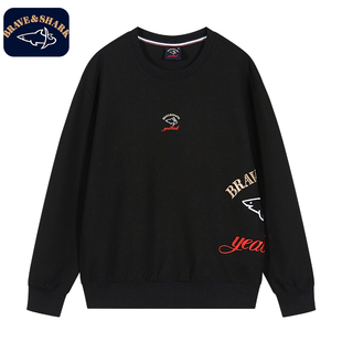 勇士鲨鱼高端品牌圆领潮牌运动服秋冬刺绣连帽长袖男卫衣情侣装