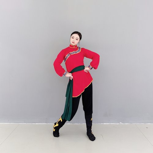 蒙古风立领盘扣古典舞服女演出服
