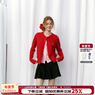 CLOUDSEASON100%羊毛假两件毛衣女温柔系针织拼接开衫显瘦上衣