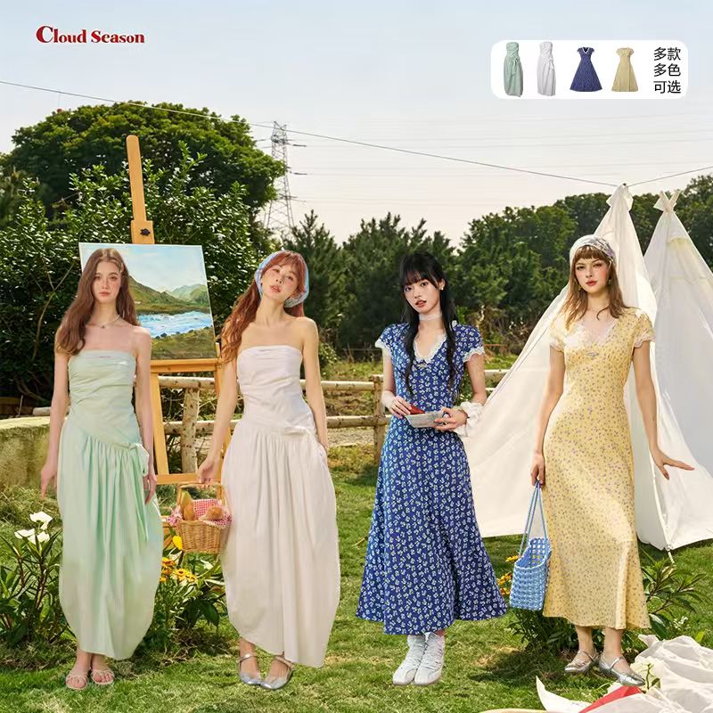 CLOUDSEASON连衣裙女2026新款夏日精美连衣裙特别漂亮的连衣裙