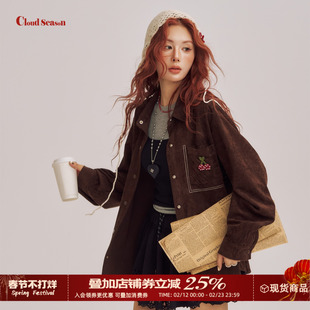 CLOUDSEASON牧歌樱桃衬衫女高级感轻奢减龄洋气衬衫女设计感小众