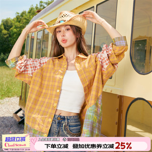 女上衣小个子2025初秋外套外搭 CLOUDSEASON柏林纪事格子衬衫
