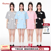 夏季 2026新品 t恤女短袖 CLOUDSEASON发光兔兔半袖 洋气别致时尚 休闲