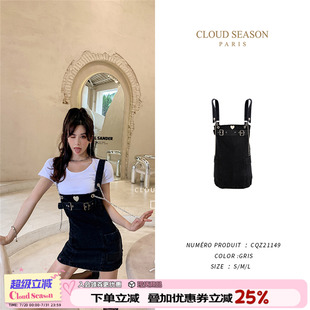 新款 CLOUDSEASON夏季 甜酷屬性緊身顯瘦超A牛仔背帶裙設(shè)計(jì)感小眾女