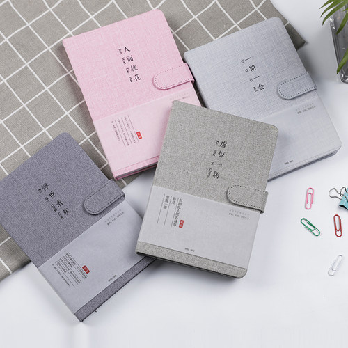 日式记事本子中国古风棉麻日记本精装多功能磁扣笔记本简约日程计
