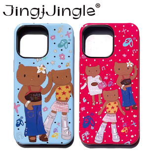 官方JingjJingle继续亮晶晶 原创手绘《黑皮凯蒂》hellokitty图案2色 进口菲林二合一亮面tpu防摔苹果手机壳