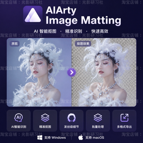 iarty Image Matting2.7 AI智能抠图软件发丝级精准识别复杂背景