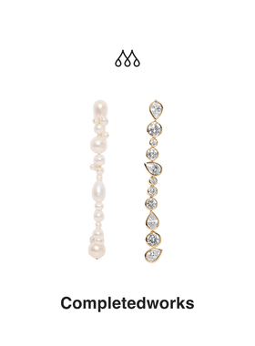 Completedworks英国小众品牌Glitch珍珠锆石不对称长耳钉耳环