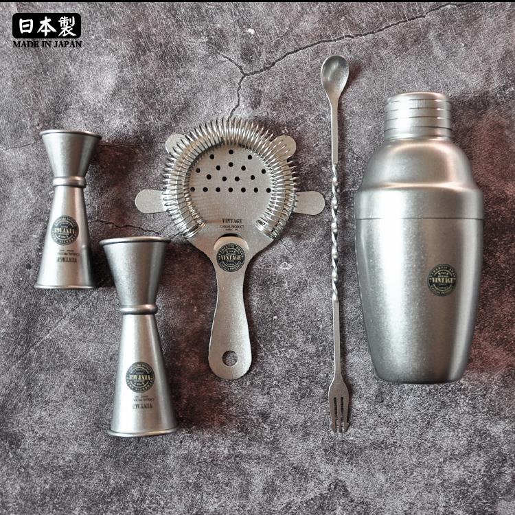 日本进口作家覆古款青芳调酒器不锈钢摇酒器滤冰器双头量酒杯吧勺