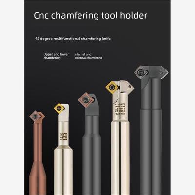 数控反倒角刀内孔45度90°正反去毛刺CNC双面上下反向扣倒角刀杆