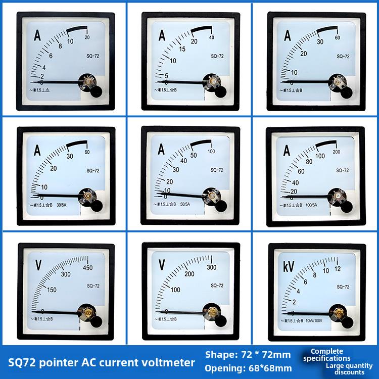 Sq-72指针交流电流表89T2/Cz/Dh/Jy-72 5A10A20A30A50A过载仪表