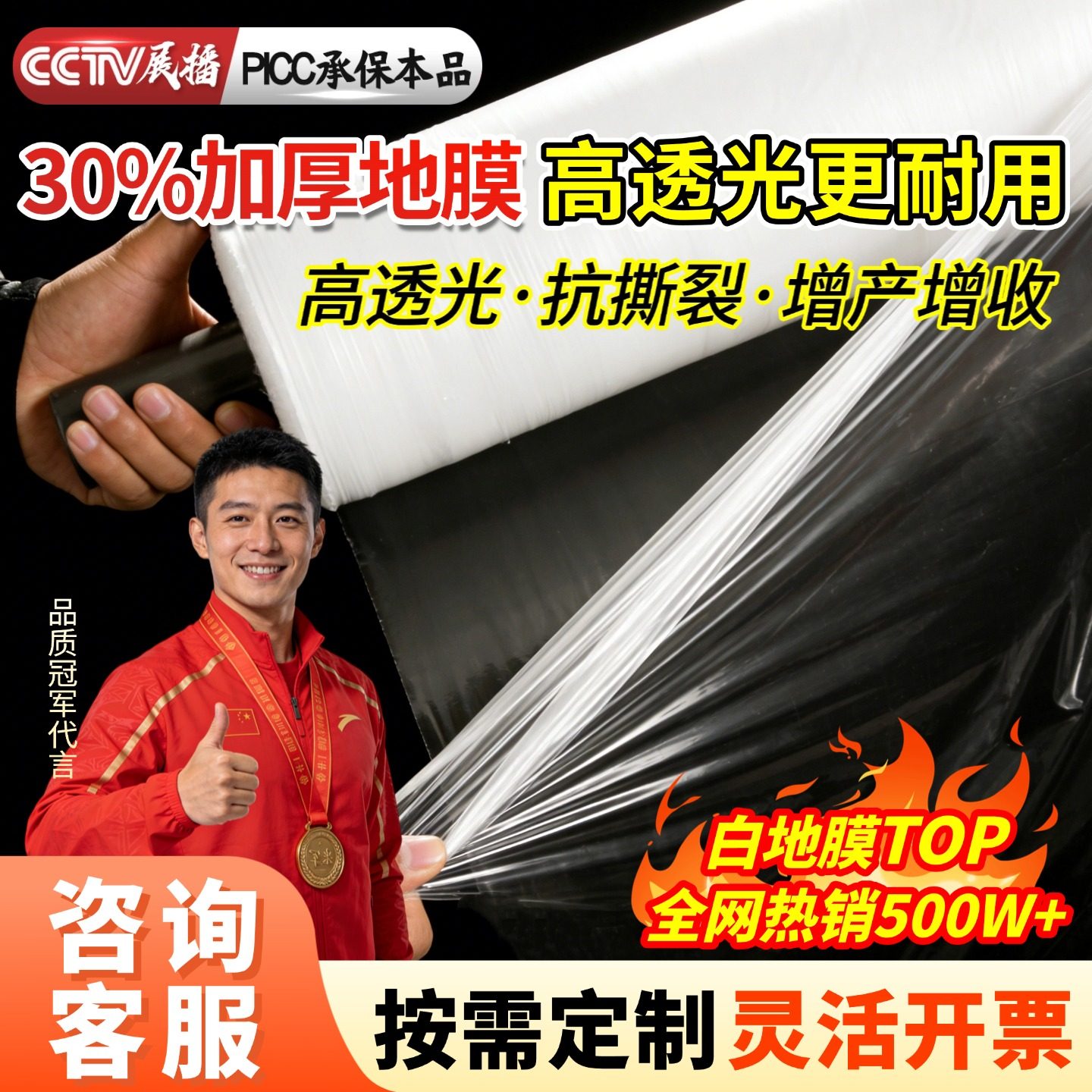 白色塑料膜地膜种菜专用葱蒜育苗地膜农用种植全新料保温保湿薄膜,农机/农具/农膜,农用薄膜,淘宝优惠券,粉丝福利购,淘宝优惠卷