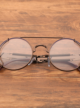 新款蒸汽朋克金属圆形框防蓝光个性眼镜男R女潮搭复古配近视