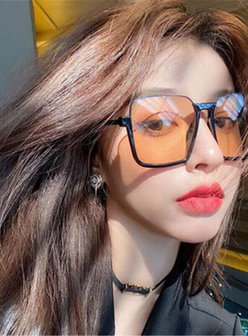 茶色墨镜女大脸显瘦网红款大框方形防紫外R线近视可配度数女
