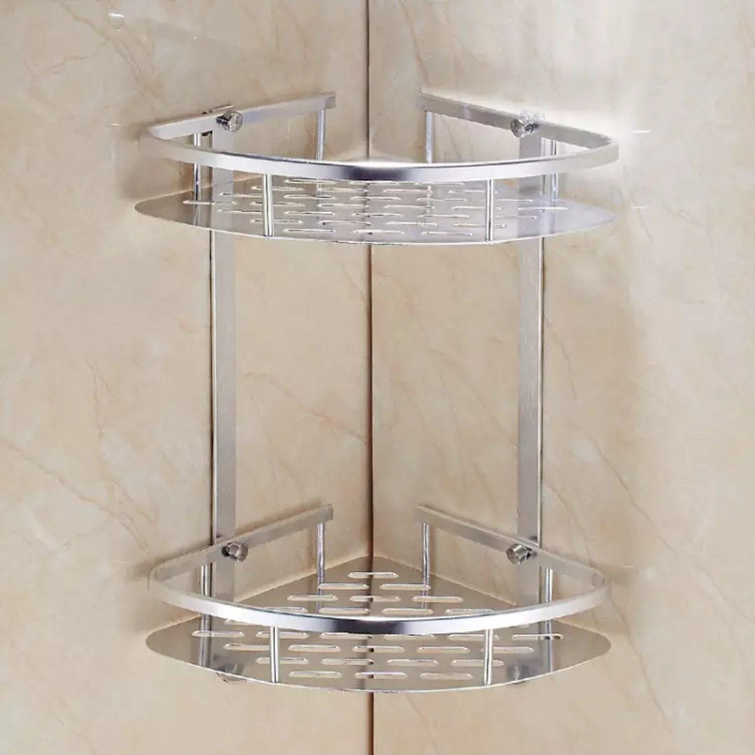 太空铝浴室置物架免打孔卫生间墙上三角架承重力强壁挂式放沐浴露