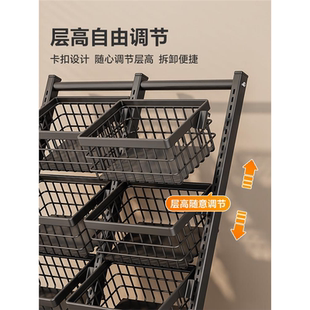 厨房置物架落地多层家用蔬菜篮子多功能客厅零食收纳储物架可移动