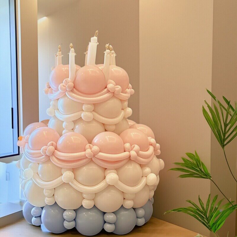 网红生日大蛋糕气球DIY材料包 男孩女孩儿童生日派对装饰布置汽球