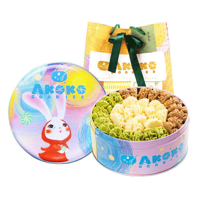 akoko曲奇云顶小花饼干礼盒网红休闲零食送女友高档情人节礼物
