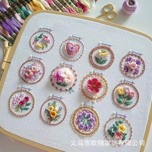 跨境新品刺绣Small Flower Frame Embroidery Kit 小花框刺绣套装