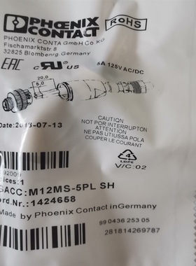 菲尼克斯M12 5芯 直母头连接器 SACC-M12FS-5CON-PG 7-M 1662968
