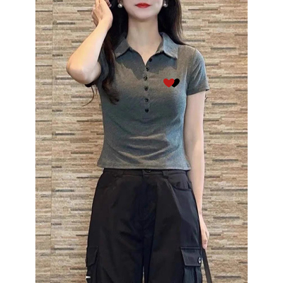 纯棉短袖T恤女时尚气质Polo领