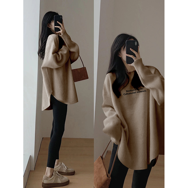 欧货厚款德绒打底衫中长款遮屁股