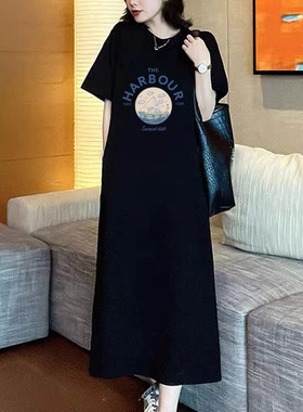 中长款过膝休闲长裙子大码