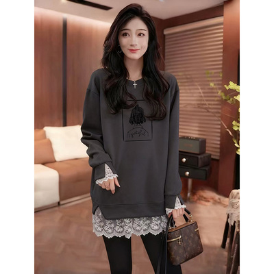 慵懒风打底衫中长款遮屁股T恤女
