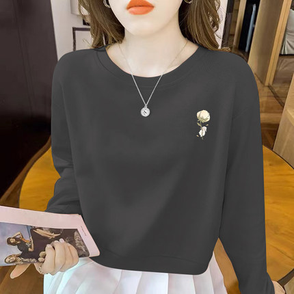 长袖卫衣女春秋冬季加绒加厚保暖内搭2024年新款宽松显瘦短款外套