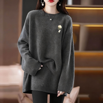 中长款遮屁股长袖T恤女秋冬卫衣