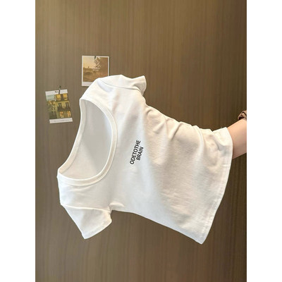 纯棉正肩短袖T恤女白色打底衫夏