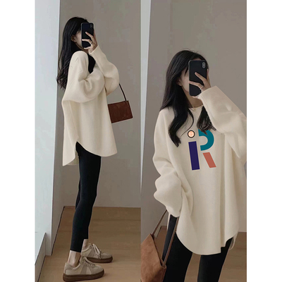 中长款长袖T恤女秋冬加绒欧货