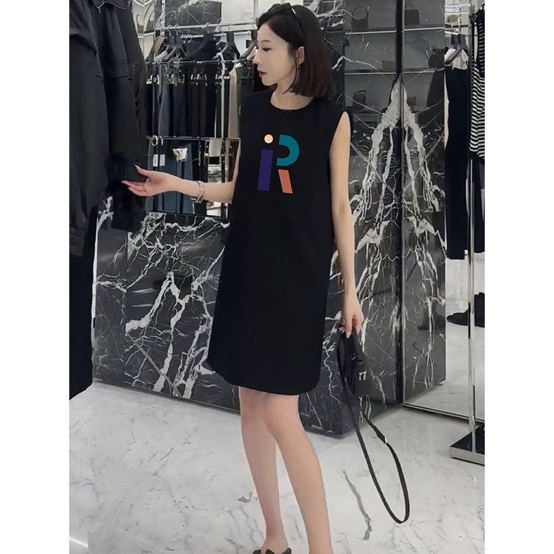 黑色无袖内搭打底连衣裙子女夏季外穿大码中长款纯棉吊带背心裙