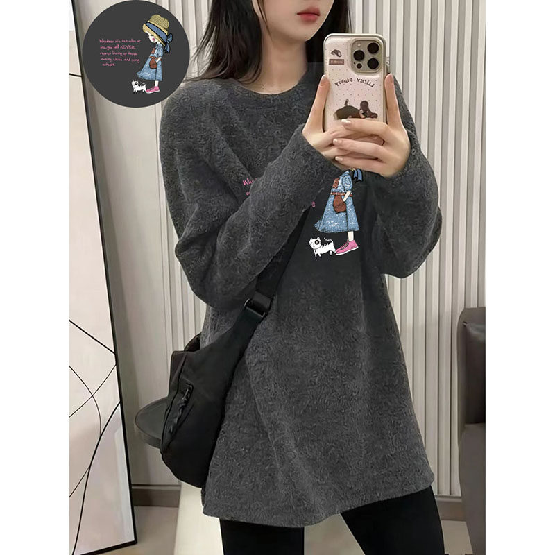 中长款遮屁股宽松长袖T恤女叠穿内搭慵懒风打底衫秋冬德绒上衣服,女装/女士精品,T恤,淘宝优惠券,粉丝福利购,淘宝优惠卷