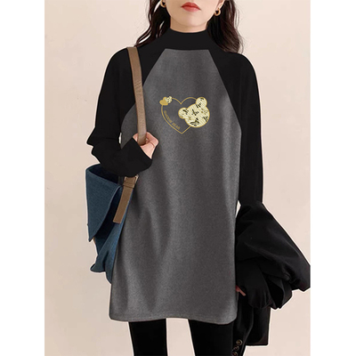 半高领长袖T恤欧货中长款遮屁股