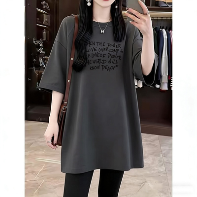 中长款遮屁股T恤女宽松显瘦