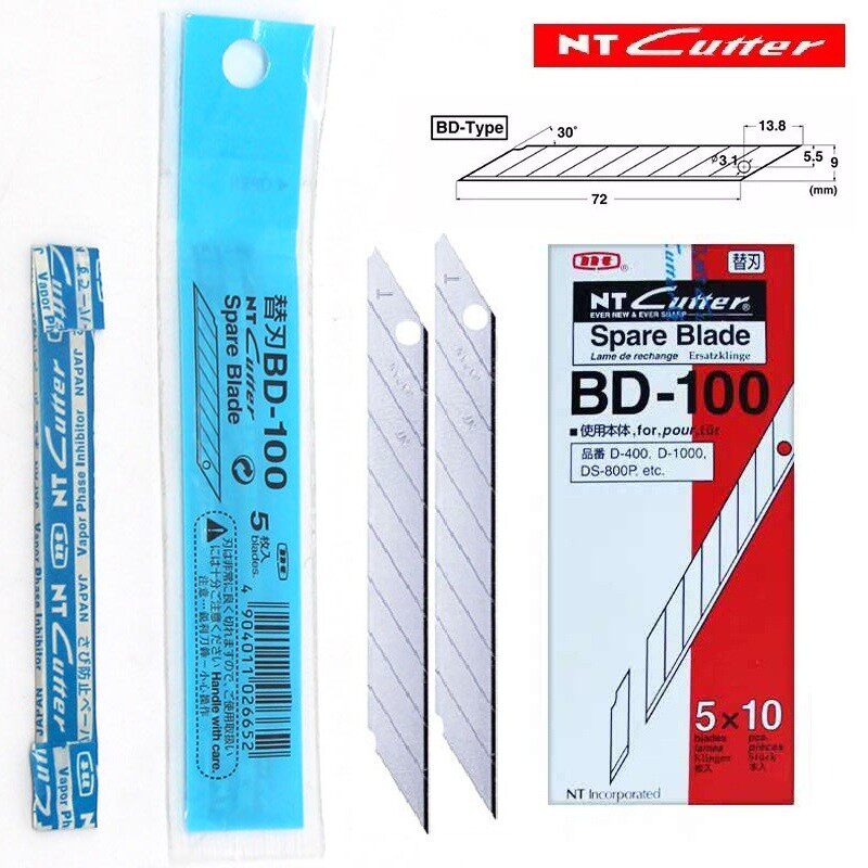 日本进口NT CUTTER BA BD-100雕刻小美工刀片30度58度角切割替刃