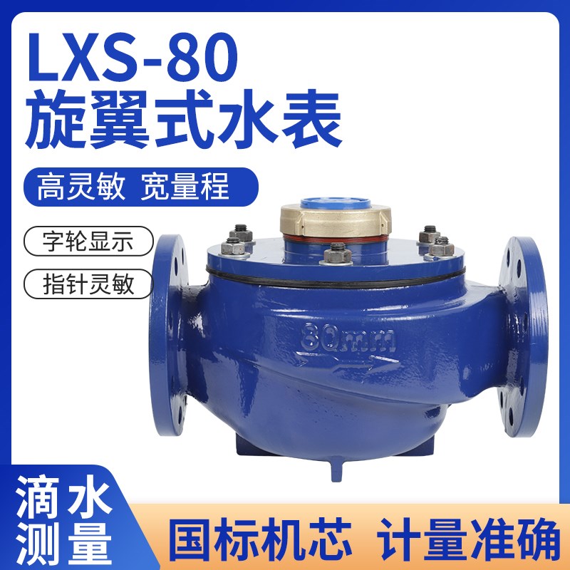 LXS-80旋翼式水表可拆卸大口径南瓜表数字字轮大肚表冷热法兰水表