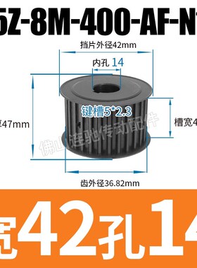 45号钢8M15齿T通孔同步皮带轮 AF型 槽宽22/27/32/42内孔10-22mm